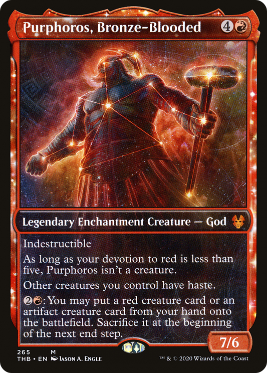 Purphoros, Bronze-Blooded (THB-265) - Theros Beyond Death: (enchantment, Showcase) Foil