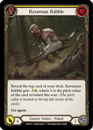 Ravenous Rabble (Yellow) (ARC192) - Arcane Rising 1st Edition Rainbow Foil