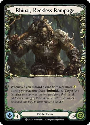 Rhinar, Reckless Rampage (CRU001) - Crucible of War 1st Edition