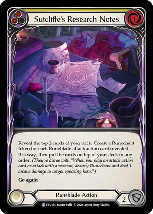 Sutcliffe's Research Notes (Yellow) (CRU155) - Crucible of War 1st Edition Rainbow Foil