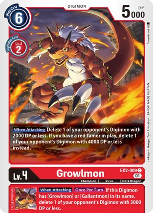 Growlmon (EX2-009) - Digital Hazard