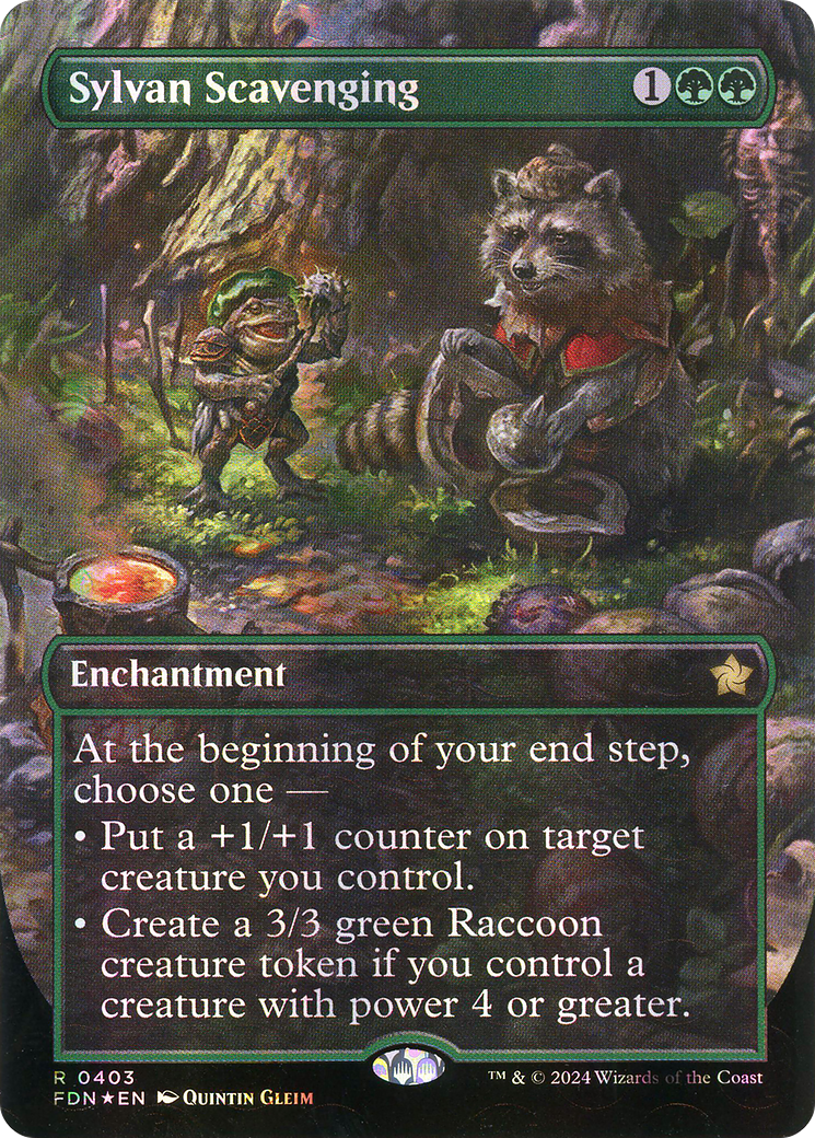 Sylvan Scavenging (FDN-403) - Foundations: (enchantment) (Borderless) Foil