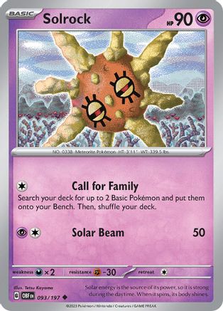 Solrock 093/197 SV03 Obsidian Flames - Uncommon