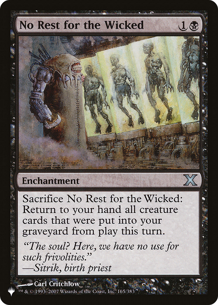 No Rest for the Wicked (LIST-10E-165) - The List