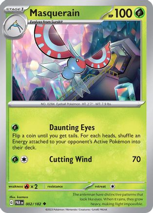 Masquerain 002/182 - Reverse Holofoil SV04 Paradox Rift - Uncommon