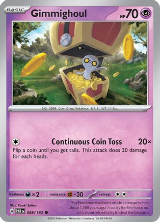 Gimmighoul 088/182 - Reverse Holofoil SV04 Paradox Rift - Common