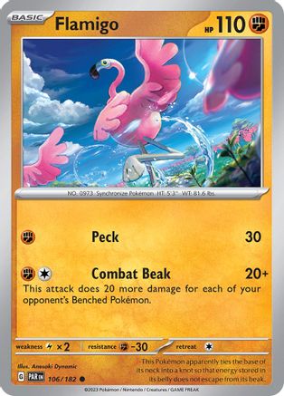 Flamigo 106/182 - Reverse Holofoil SV04 Paradox Rift - Common