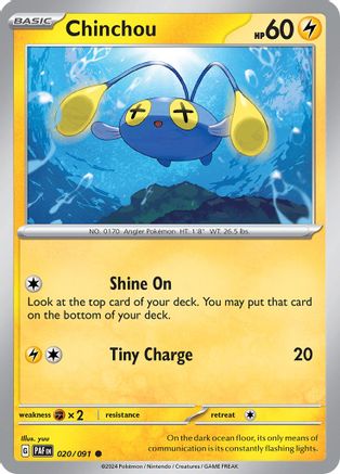 Chinchou 020/091 SV Paldean Fates - Common