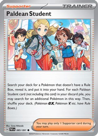 Paldean Student 085/091 - Reverse Holofoil SV Paldean Fates - Common