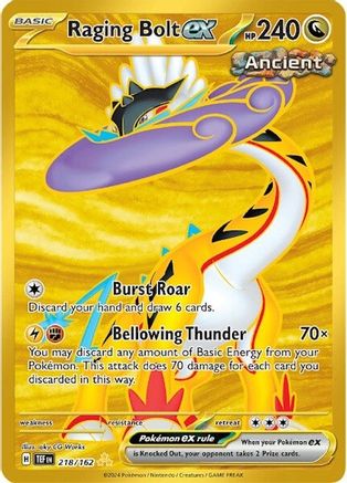 Raging Bolt ex 218/162 - Holofoil SV05 Temporal Forces - Hyper Rare