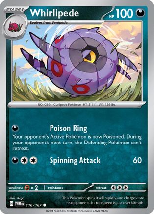Whirlipede 116/167 - Reverse Holofoil SV06 Twilight Masquerade - Common