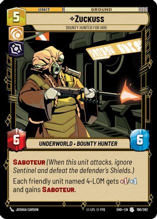 Zuckuss - Bounty Hunter for Hire (190/262) - Shadows of the Galaxy Foil