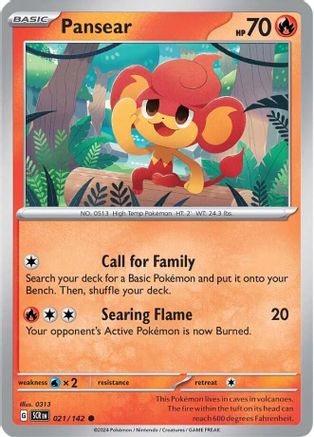 Pansear 021/142 - Reverse Holofoil SV07 Stellar Crown - Common