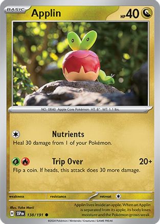 Applin 138/191 - Reverse Holofoil SV08 Surging Sparks - Common