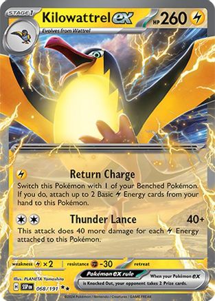 Kilowattrel ex 068/191 - Reverse Holofoil SV08 Surging Sparks - Double Team Card Titan Kilowattrel ex 068/191 - Reverse Holofoil SV08 Surging Sparks - Double Team Card Titan