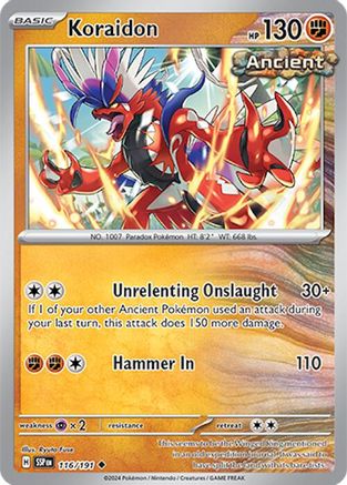 Koraidon 116/191 - Reverse Holofoil SV08 Surging Sparks - Uncommon