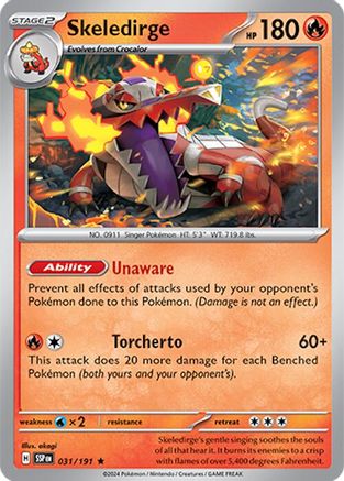 Skeledirge 031/191 - Reverse Holofoil SV08 Surging Sparks - Rare
