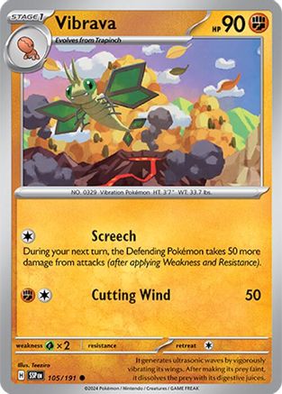 Vibrava 105/191 - Reverse Holofoil SV08 Surging Sparks - Common