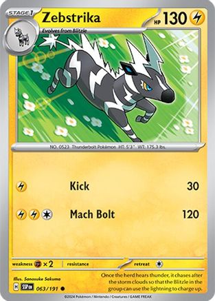 Zebstrika 063/191 - Reverse Holofoil SV08 Surging Sparks - Common