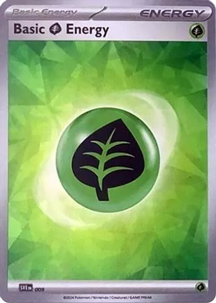 Basic Grass Energy (Cracked Ice Holo) 009 - Holofoil SV07 Stellar Crown - Common
