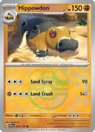 Hippowdon (Master Ball Pattern) 053/131 - Holofoil SV Prismatic Evolutions - Common
