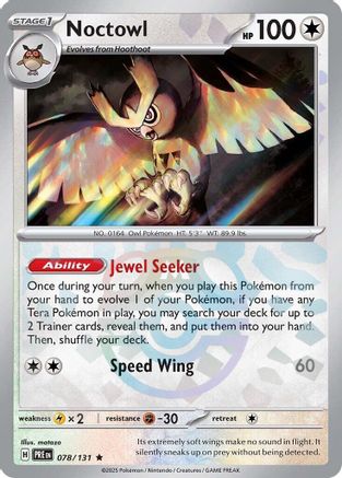 Noctowl (Master Ball Pattern) 078/131 - Holofoil SV Prismatic Evolutions - Rare