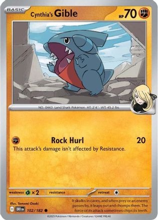 Cynthia's Gible 102 SV10 Destined Rivals - Common