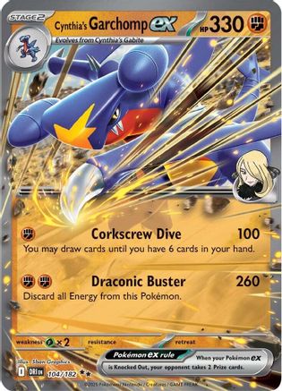 Cynthia's Garchomp ex 104/182 - Holofoil SV10 Destined Rivals - Double Rare