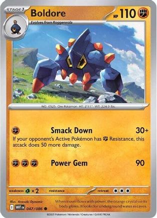 Boldore 047/086 - Reverse Holofoil SV White Flare - Common