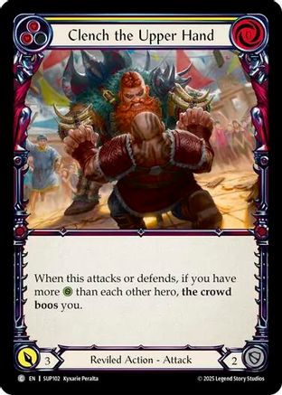 Clench the Upper Hand (Yellow) (SUP102) - Super Slam Rainbow Foil