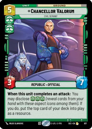 Chancellor Valorum - Civil Servant (Foil) (617) - Secrets of Power Foil