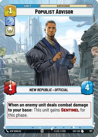 Populist Advisor (Hyperspace Foil) (797) - Secrets of Power Foil