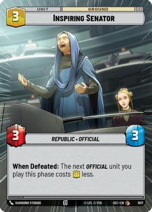 Inspiring Senator (Hyperspace Foil) (1017) - Secrets of Power Foil