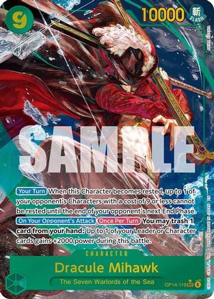 Dracule Mihawk - OP14-119 (Alternate Art) (OP14-119) - The Azure Sea's Seven Foil