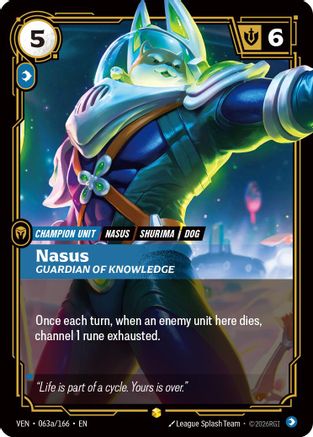 Nasus, Guardian of Knowledge (Alternate Art) (063a/166) - Vendetta Foil