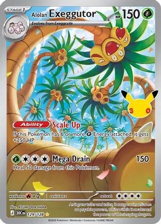 Alolan Exeggutor 129/128/128 - Holofoil ME 30th Celebration - Illustration Rare