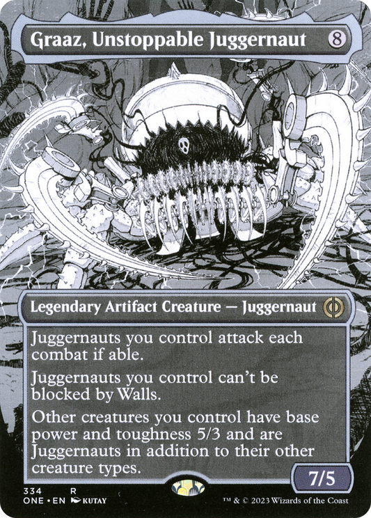 Graaz, Unstoppable Juggernaut (ONE-334) - Phyrexia: All Will Be One: (Showcase) (Borderless) Foil
