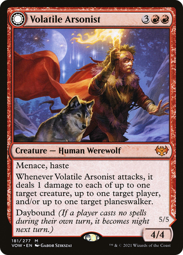 Volatile Arsonist // Dire-Strain Anarchist (VOW-181) - Innistrad: Crimson Vow: (Double Faced Transform)