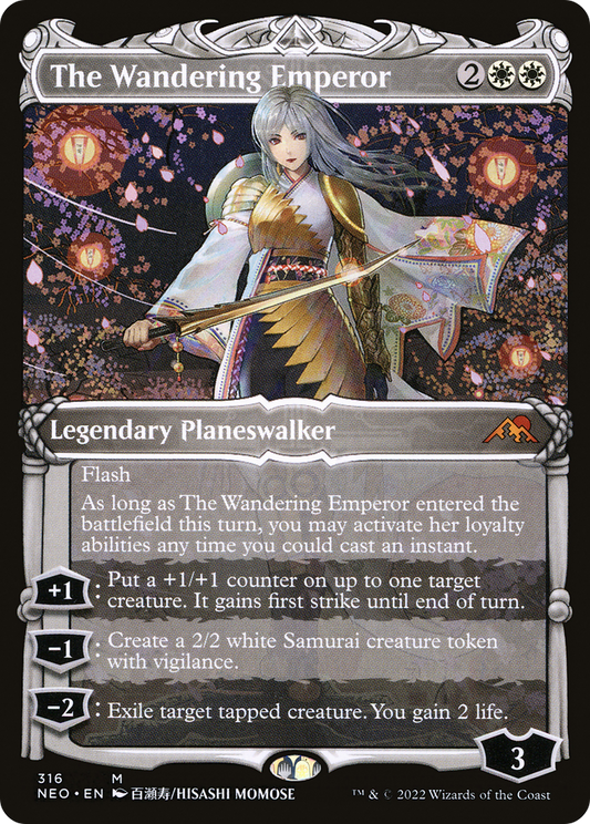 The Wandering Emperor (NEO-316) - Kamigawa: Neon Dynasty: (Showcase)