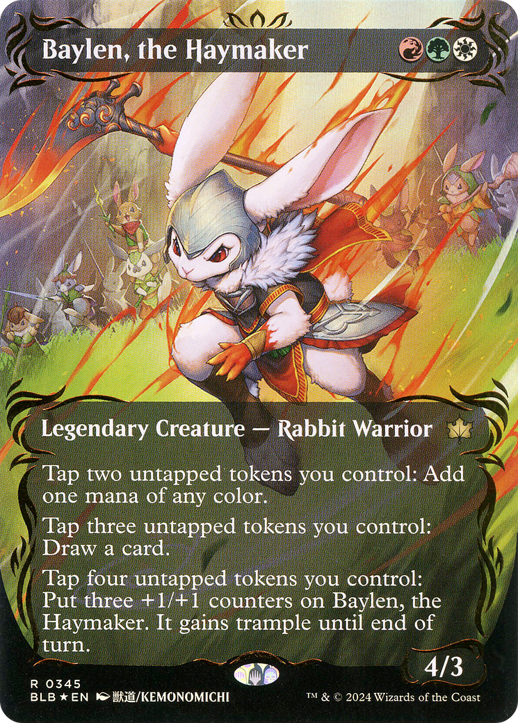 Baylen, the Haymaker (BLB-345) - Bloomburrow: (Showcase) (Borderless) Foil