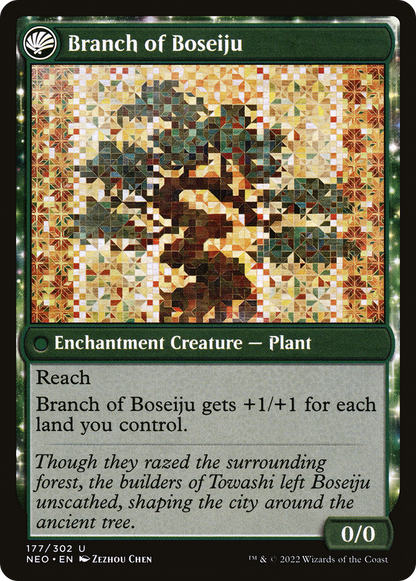 Boseiju Reaches Skyward // Branch of Boseiju (NEO-177) - Kamigawa: Neon Dynasty: (fandfc, enchantment)