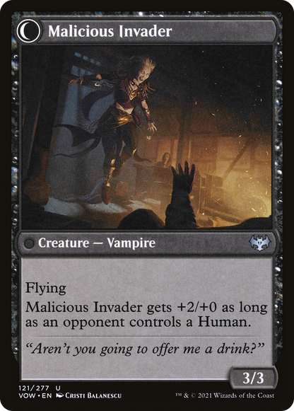 Innocent Traveler // Malicious Invader (VOW-121) - Innistrad: Crimson Vow: (Double Faced Transform)