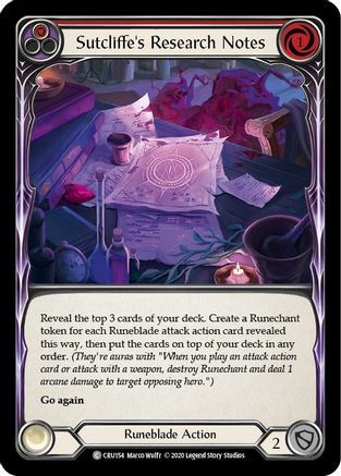 Sutcliffe's Research Notes (Red) (CRU154) - Crucible of War Unlimited Edition Rainbow Foil