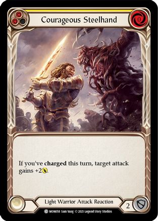 Courageous Steelhand (Yellow) (MON058) - Monarch 1st Edition Rainbow Foil