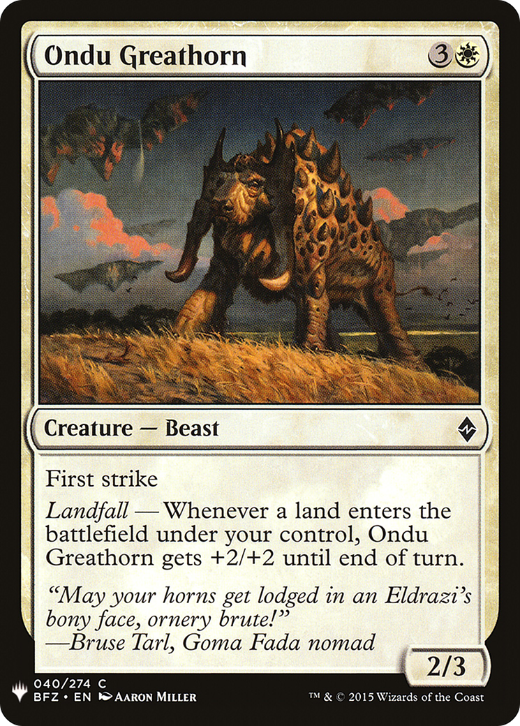 Ondu Greathorn (LIST-BFZ-40) - The List