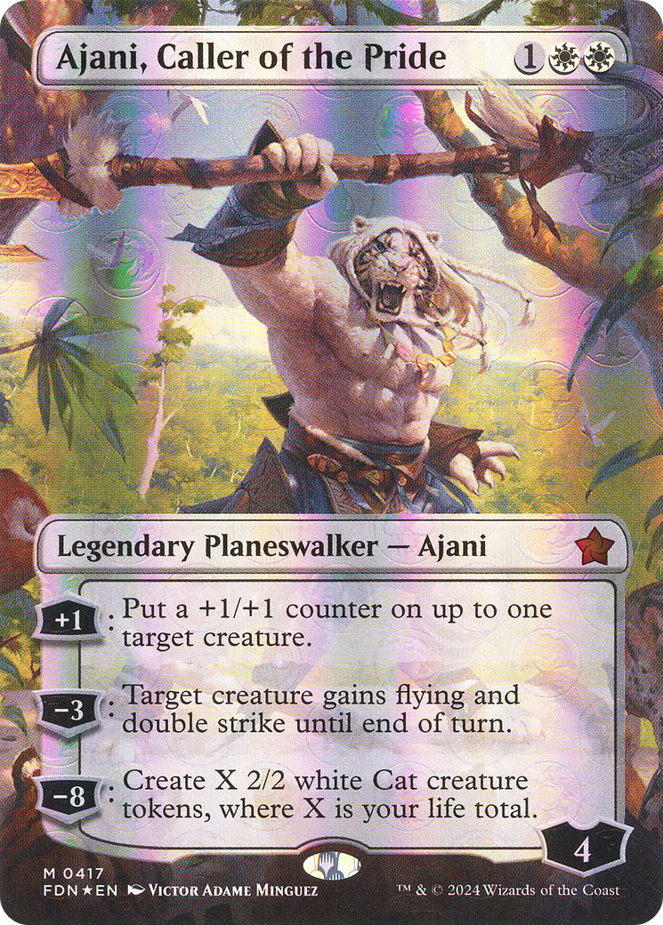Ajani, Caller of the Pride (FDN-417) - Foundations (Borderless) Foil
