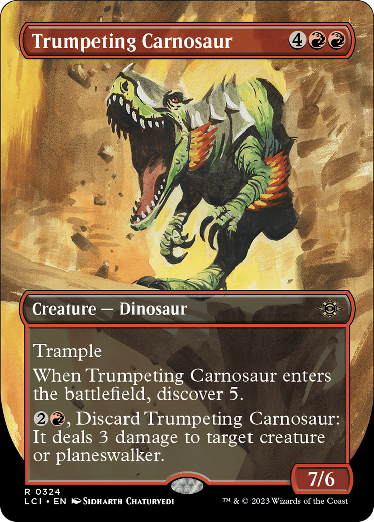 Trumpeting Carnosaur (LCI-324) - The Lost Caverns of Ixalan (Borderless) Foil