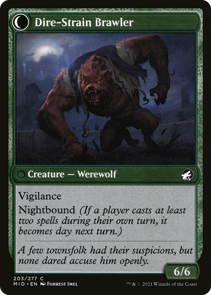 Tireless Hauler // Dire-Strain Brawler (MID-203) - Innistrad: Midnight Hunt: (Double Faced Transform) Foil