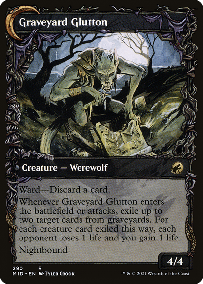 Graveyard Trespasser // Graveyard Glutton (MID-290) - Innistrad: Midnight Hunt: (Showcase, Double Faced Transform) Foil