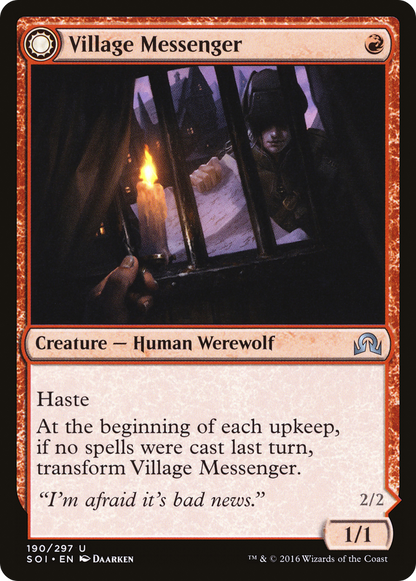 Village Messenger // Moonrise Intruder (SOI-190) - Shadows over Innistrad: (Double Faced Transform) Foil